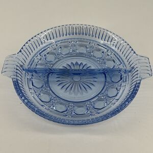 Vintage 1940s Indiana Glass Blue Windsor Pattern Divided Relish Tray Made USA